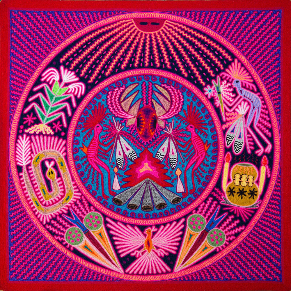 Huichol Yarn Painting Print • L - 121 - Huichol Arts