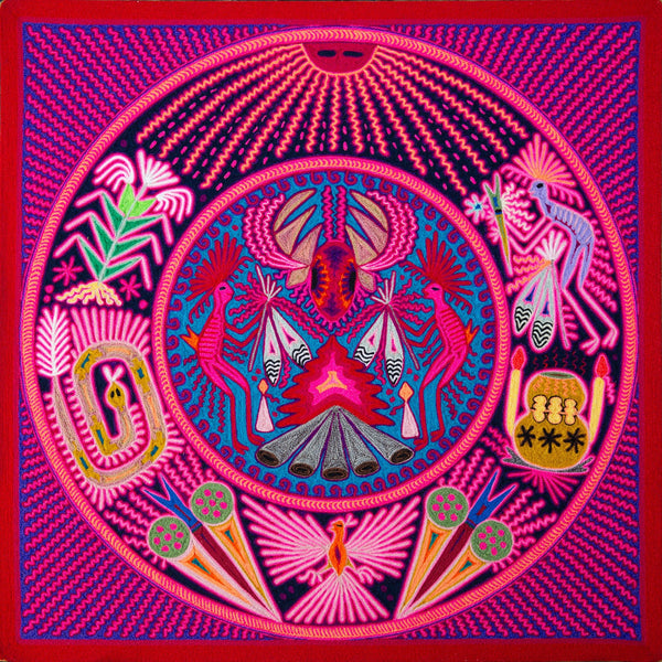 Huichol Yarn Painting Print • L - 121 - Huichol Arts