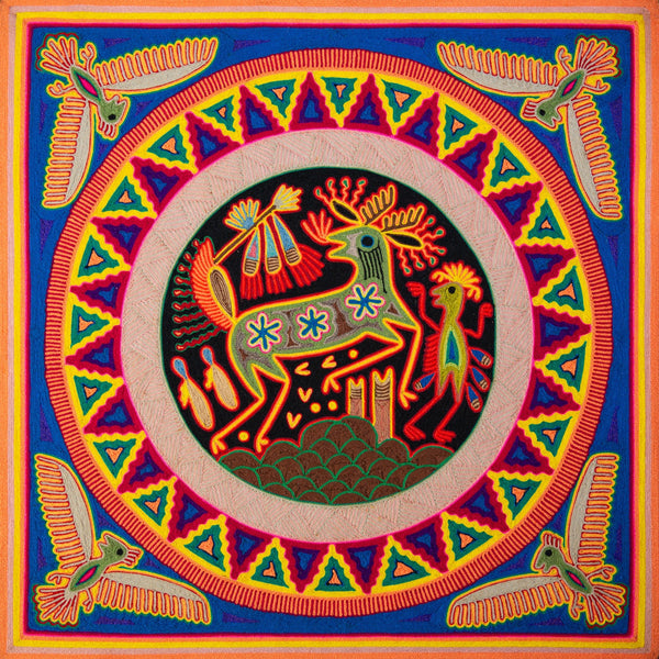 Huichol Yarn Painting Print • L - 123 - Huichol Arts