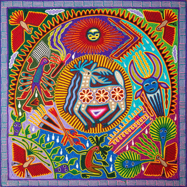 Huichol Yarn Painting Print • L - 132 - Huichol Arts