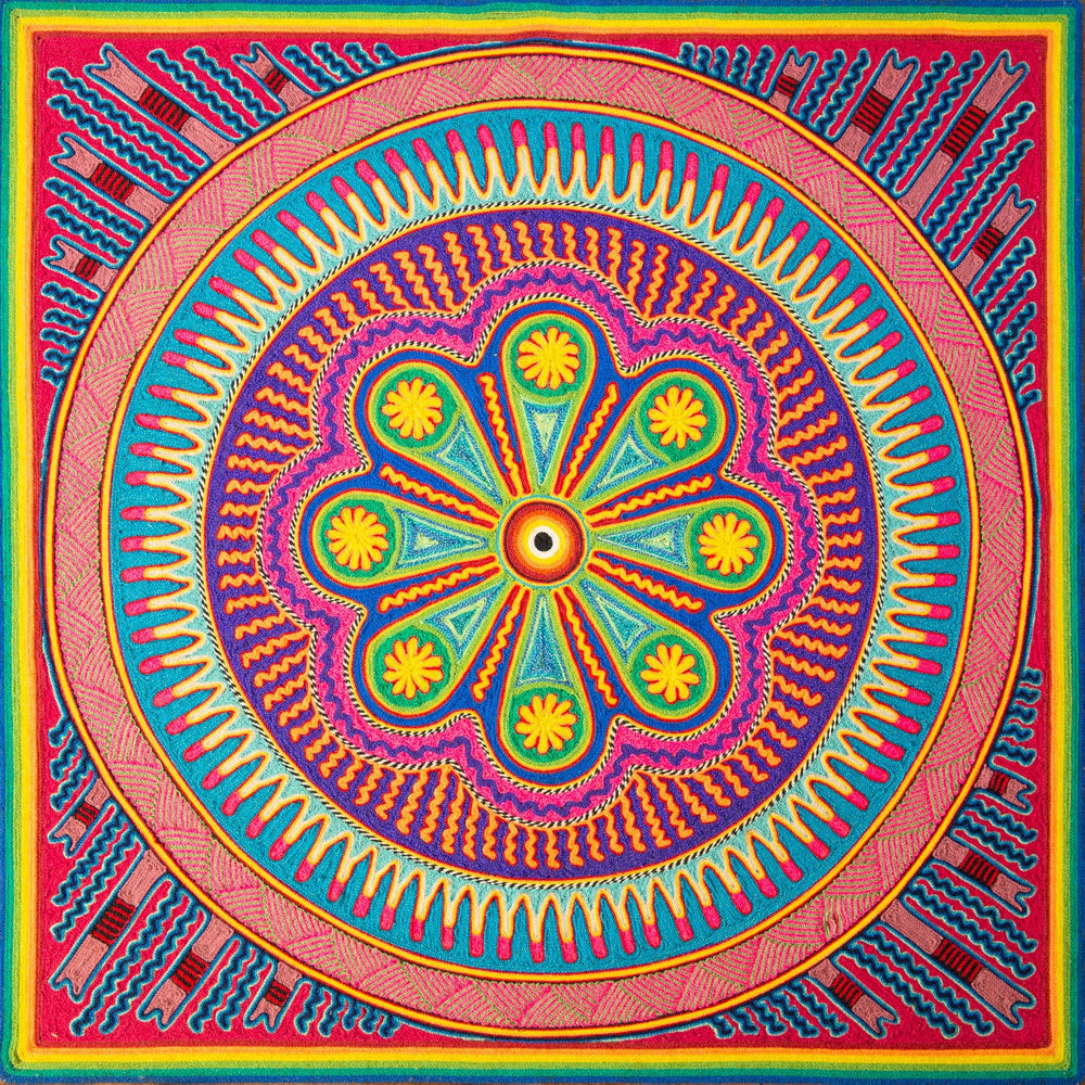 Huichol Yarn Painting Print • L - 133 - Huichol Arts