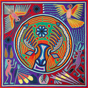 Huichol Yarn Painting Print • L - 156 - Huichol Arts