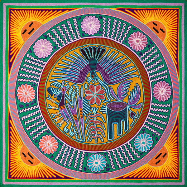Huichol Yarn Painting Print • L - 157 - Huichol Arts
