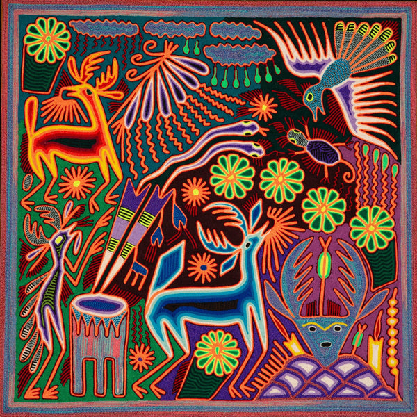 Huichol Yarn Painting Print • L - 178 - Huichol Arts