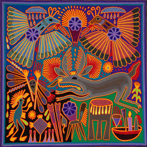 Huichol Yarn Painting Print • L - 181 - Huichol Arts