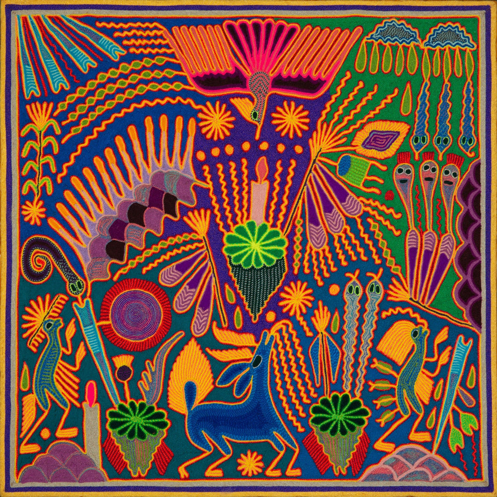 Huichol Yarn Painting Print • L - 188 - Huichol Arts