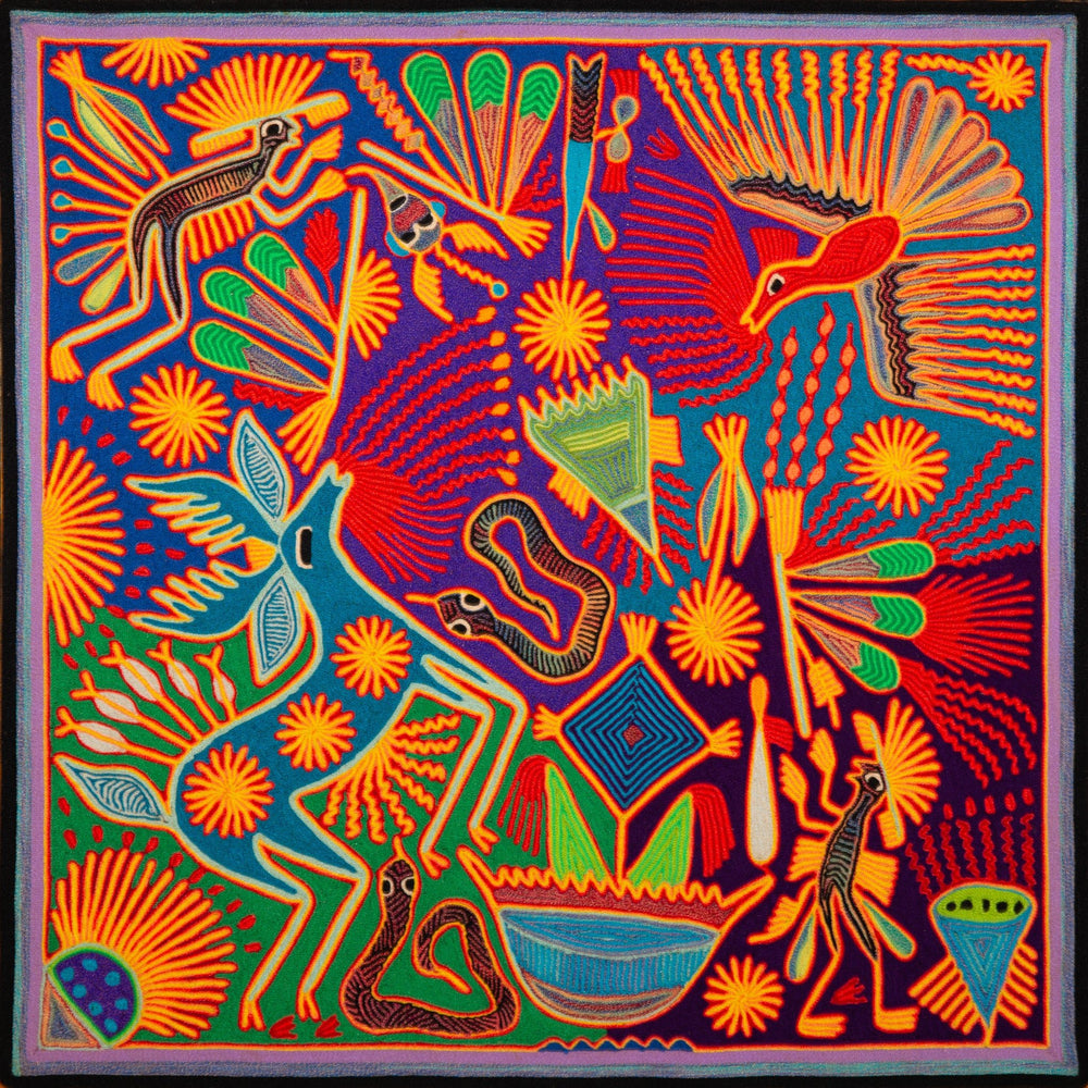 Huichol Yarn Painting Print • L - 213 - Huichol Arts