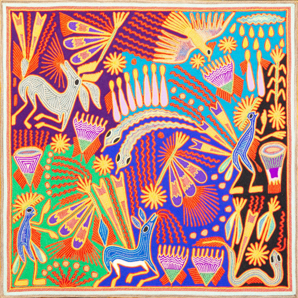 Huichol Yarn Painting Print • L - 218 - Huichol Arts
