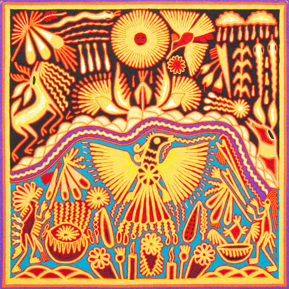 Huichol Yarn Painting Print • L - 223 - Huichol Arts