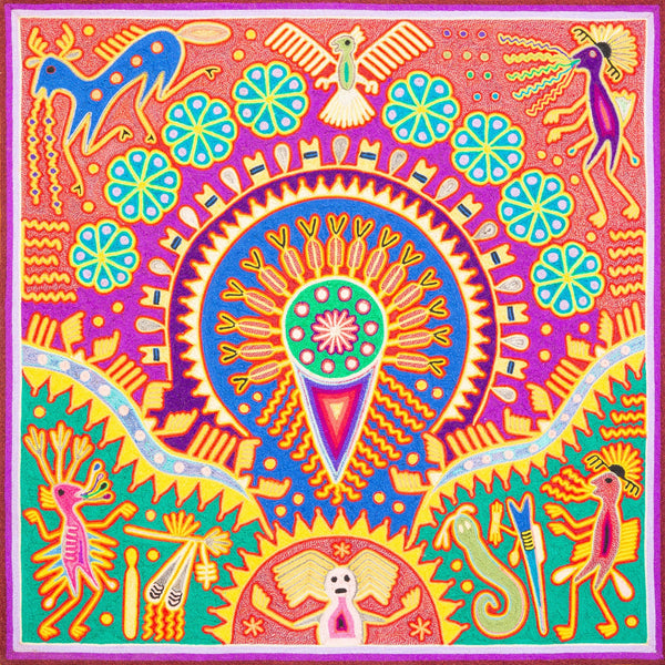Huichol Yarn Painting Print • L - 226 - Huichol Arts