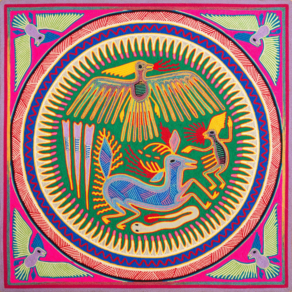 Huichol Yarn Painting Print • L - 232 - Huichol Arts