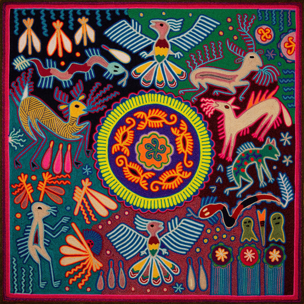 Huichol Yarn Painting Print • L - 262 - Huichol Arts
