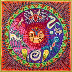 Huichol Yarn Painting Print • L - 274 - Huichol Arts