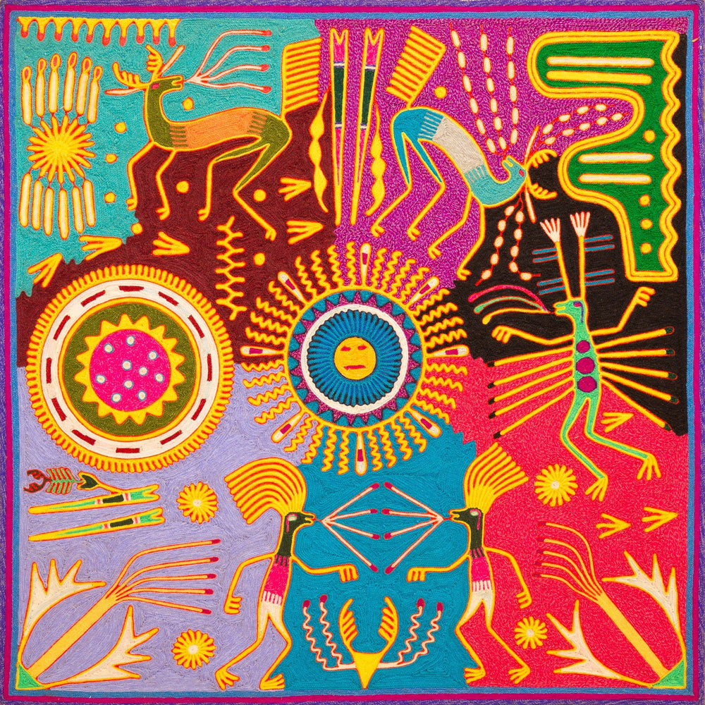 Huichol Yarn Painting Print • L - 293 - Huichol Arts