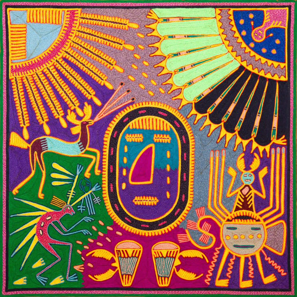 Huichol Yarn Painting Print • L - 303 - Huichol Arts