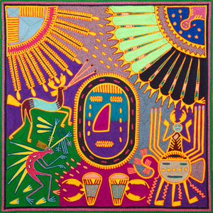 Huichol Yarn Painting Print • L - 303 - Huichol Arts
