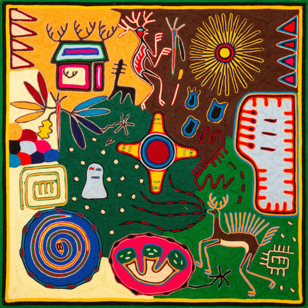 Huichol Yarn Painting Print • L - 307 - Huichol Arts