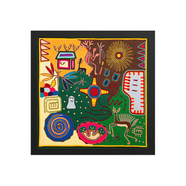Huichol Yarn Painting Print • L - 307 - Huichol Arts