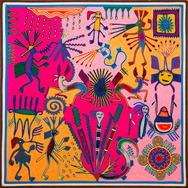 Huichol Yarn Painting Print • L - 308 - Huichol Arts