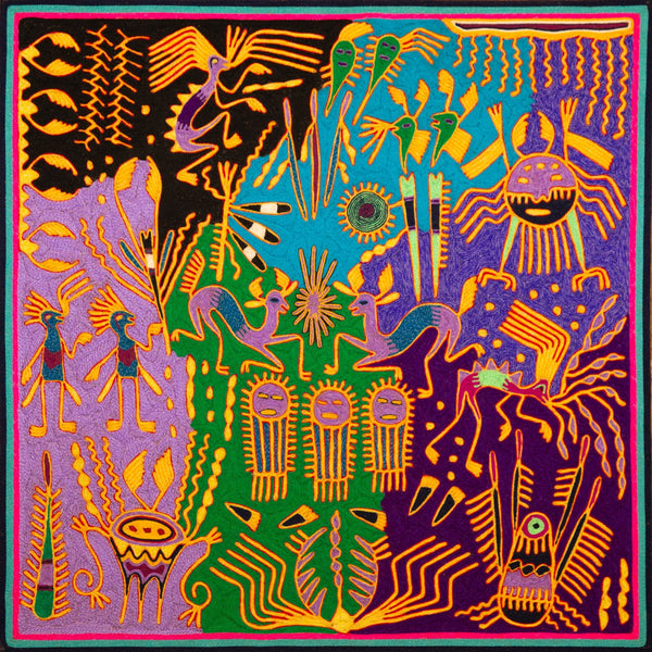 Huichol Yarn Painting Print • L - 318 - Huichol Arts