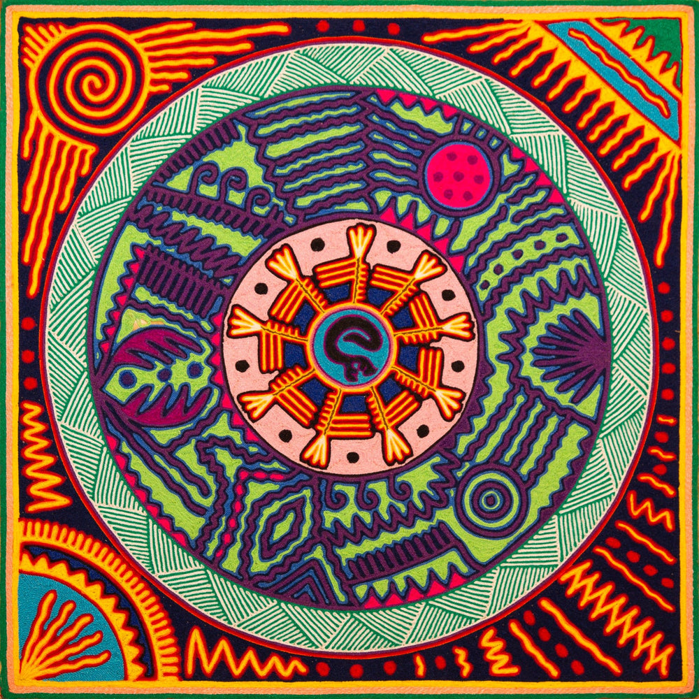 Huichol Yarn Painting Print • L - 328 - Huichol Arts