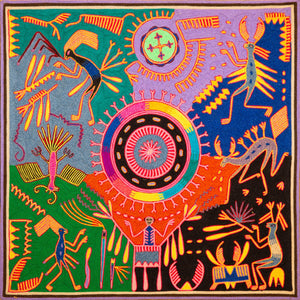 Huichol Yarn Painting Print • L - 341 - Huichol Arts