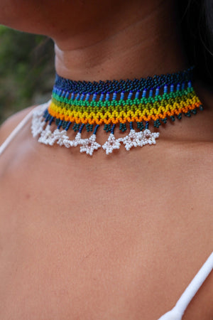 Multicolored Huári Necklace - Huichol Arts