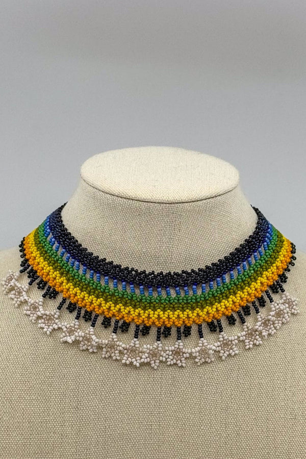Multicolored Huári Necklace - Huichol Arts