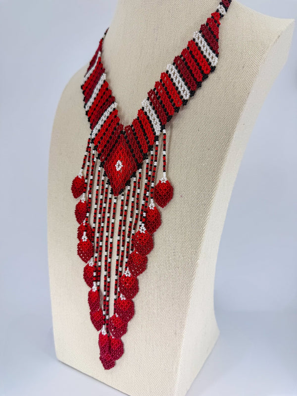 Red Beaded Necklace - Huichol Arts