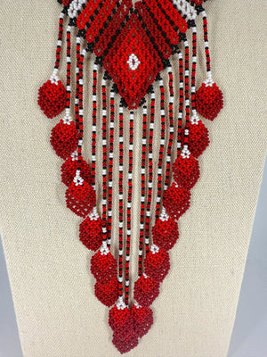 Red Beaded Necklace - Huichol Arts