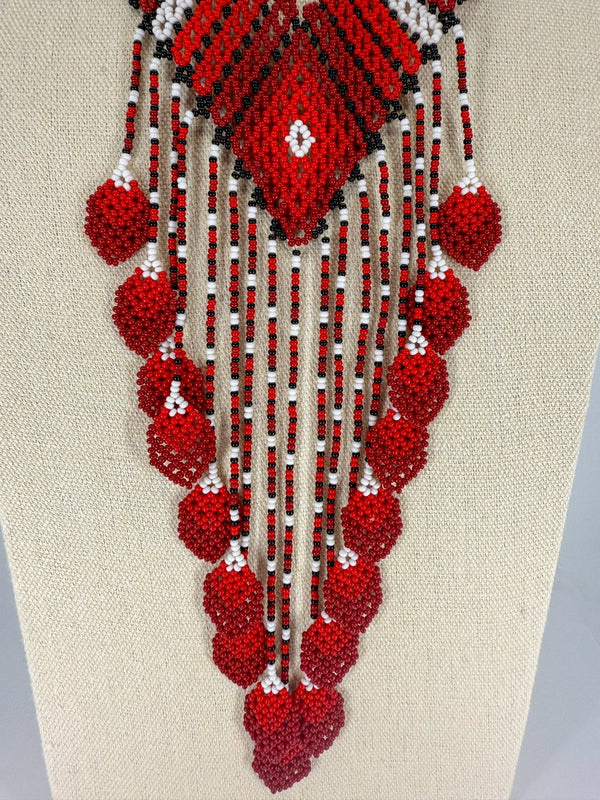 Red Beaded Necklace - Huichol Arts
