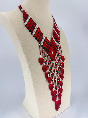 Red Beaded Necklace - Huichol Arts
