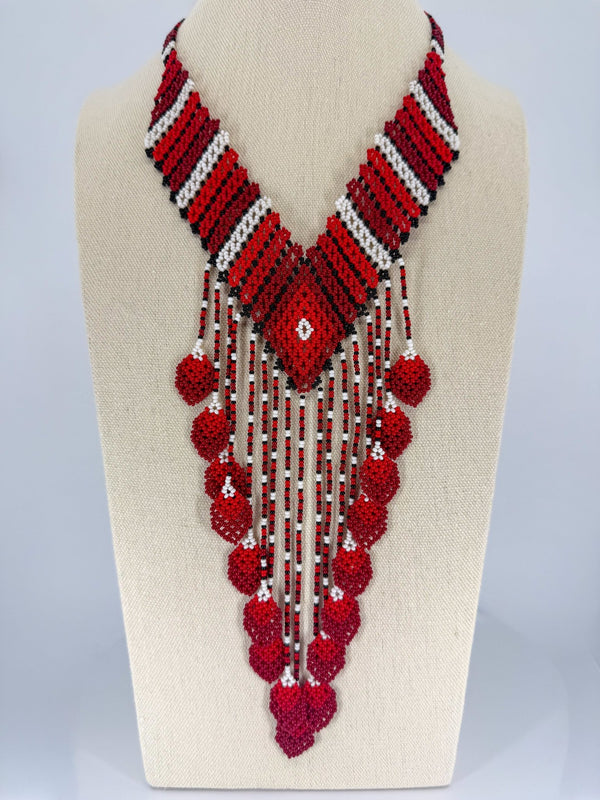 Red Beaded Necklace - Huichol Arts