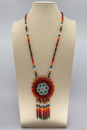 Red Hicuri Necklace - Huichol Arts