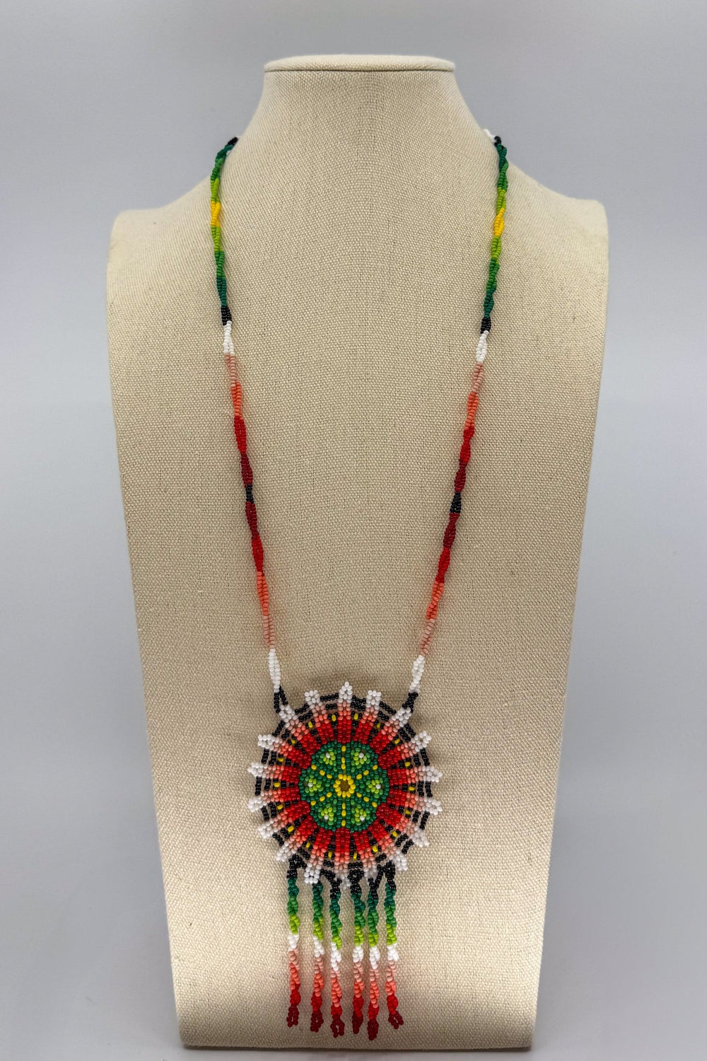 Red Hicuri Necklace - Huichol Arts