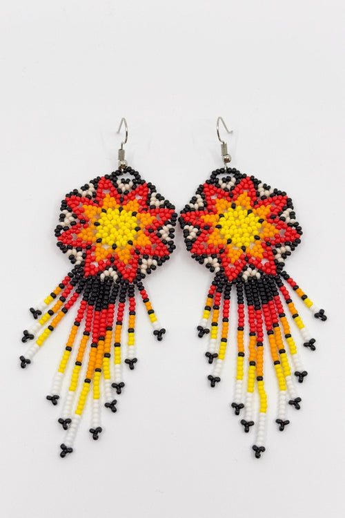Tutu Beaded Earrings with tassels • M - Huichol Arts