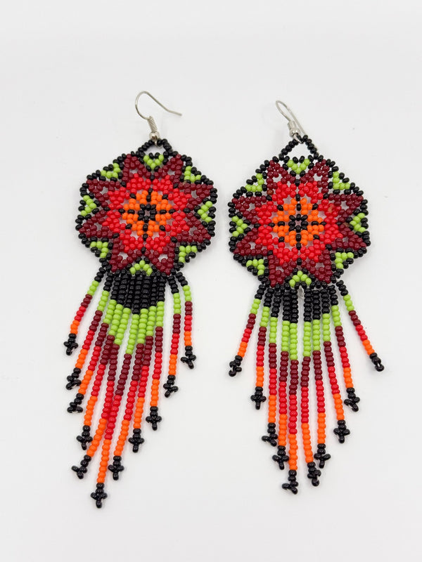 Tutu Beaded Earrings with tassels • M - Huichol Arts