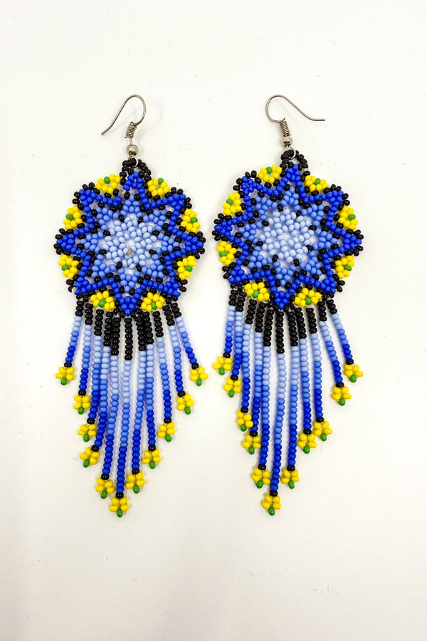 Tutu Beaded Earrings with tassels • M - Huichol Arts