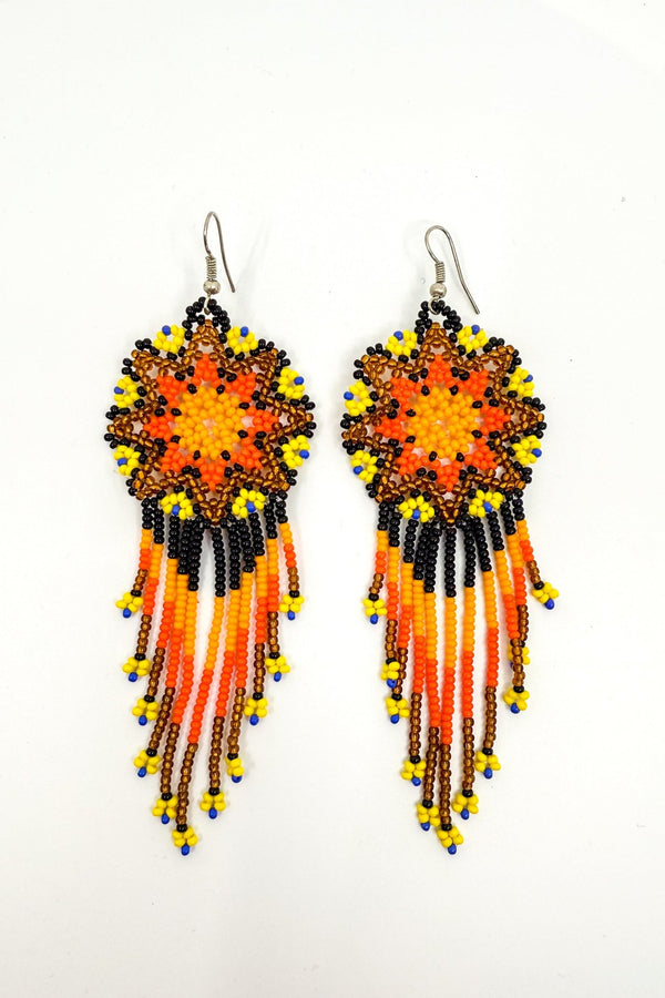 Tutu Beaded Earrings with tassels • M - Huichol Arts