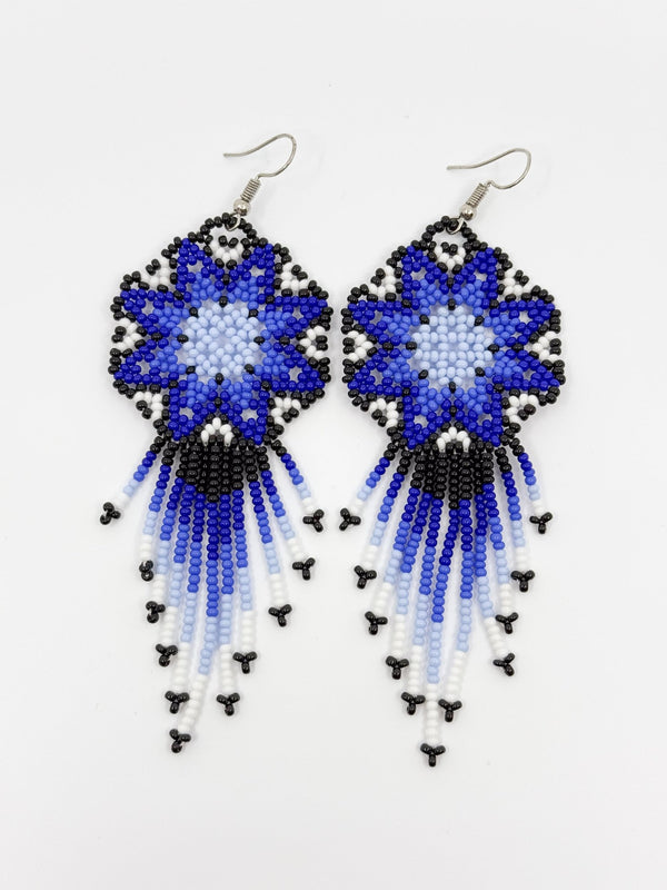 Tutu Beaded Earrings with tassels • M - Huichol Arts