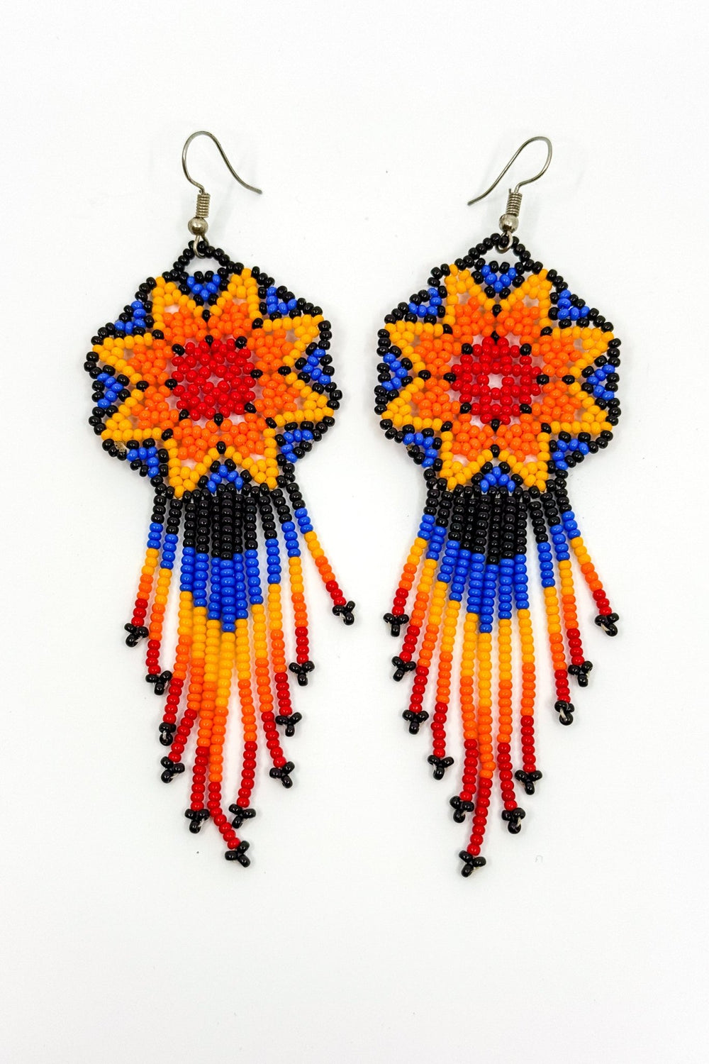 Tutu Beaded Earrings with tassels • M - Huichol Arts