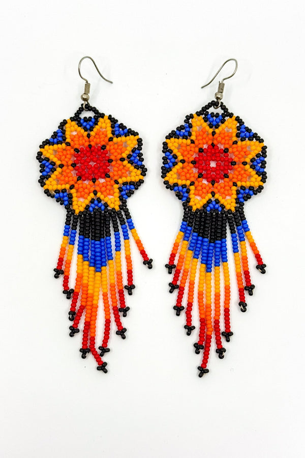 Tutu Beaded Earrings with tassels • M - Huichol Arts