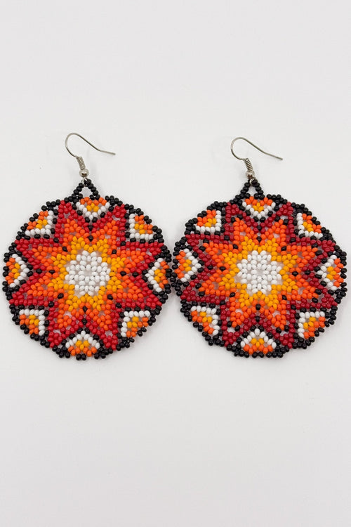 Tutu Circle Beaded Earrings • L - Huichol Arts