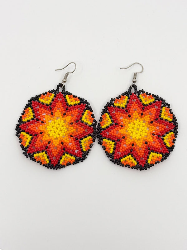 Tutu Circle Beaded Earrings • L - Huichol Arts