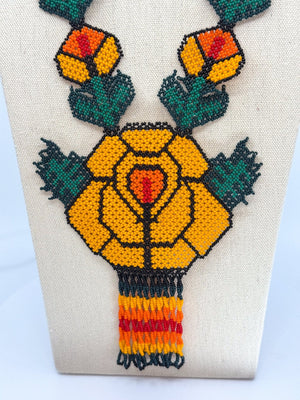 Wixárika Flower Necklace • L - Huichol Arts